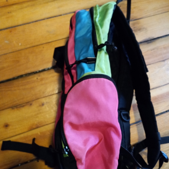 Retro 80s style Burton color block backpack neon green pink blue - Picture 3 of 9